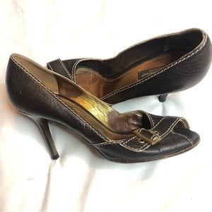 Dolce & Gabbana open toe buckle pumps heels